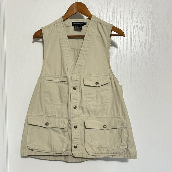 Calvin Klein Sport Other - Calvin Klein Men Beige Denim Utility Tactical Vest Fishing Safari Size Large